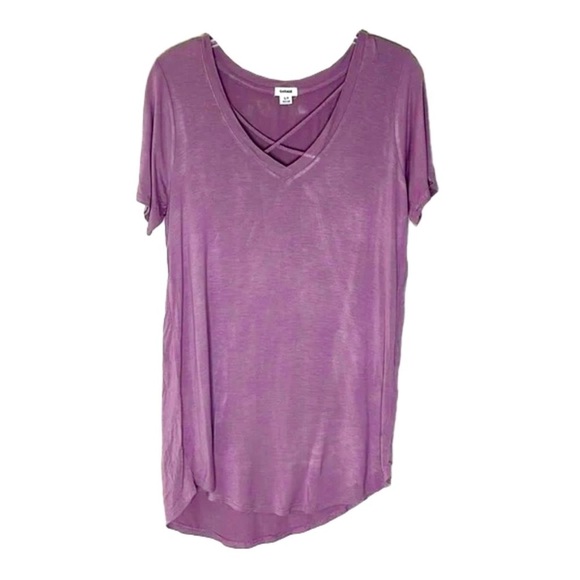 ❤️ GARAGE cross cross v neck shirt sleeve purple Top Size XS - Picture 2 of 6